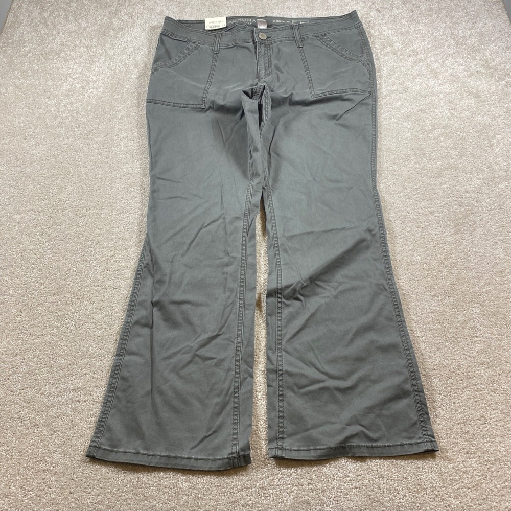 Sonoma Bootcut Pants Womens 14S Gray Stretch Cotton Utility Patch Pocket